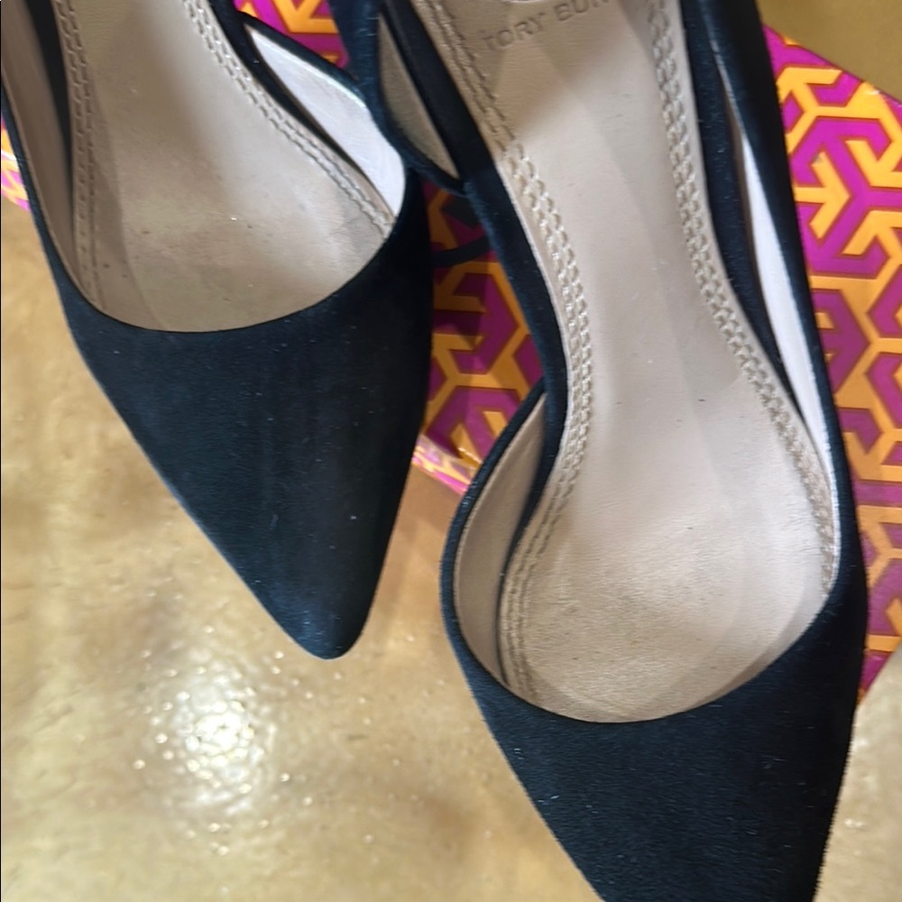 Tory Burch Black Suede Heels 3 inch heel. See all photos for condition. - Picture 4 of 8